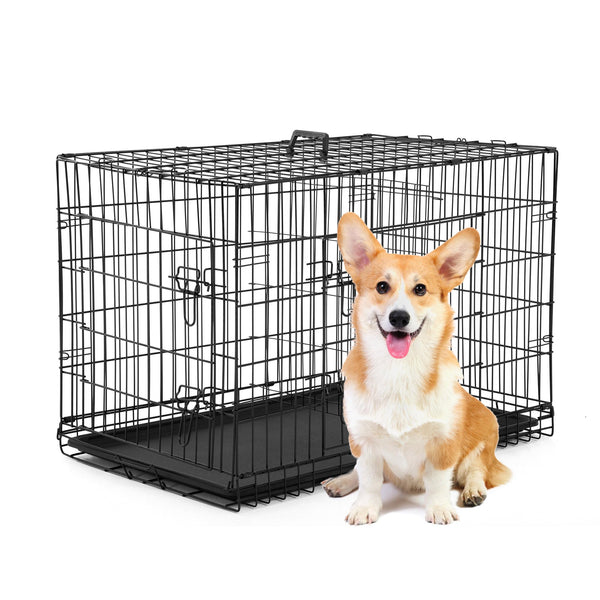 Bestpet 30 Inch Dog Crates for Medium Small Dogs Folding Metal Wire Crates Dog Kennels Outdoor and Indoor Pet Dog Cage Crate with