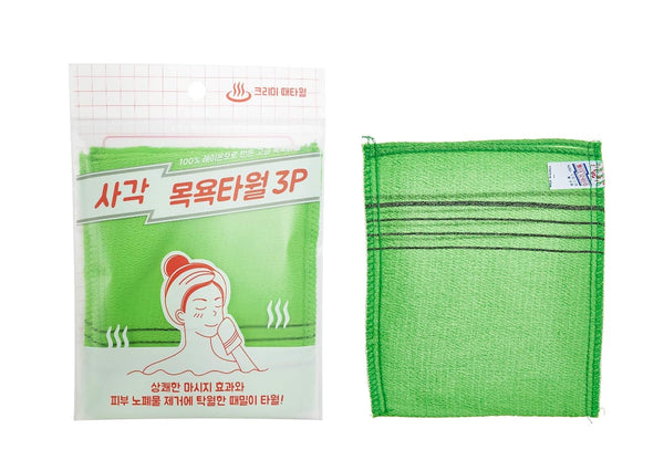 9Pcs Genuine Korean/Asian Exfoliating Bath Washcloth, Skin Massage (Green 6Pcs, Red 3Pcs) Genuine Korean Italy Towel, Removing Dry, Dead Skin
