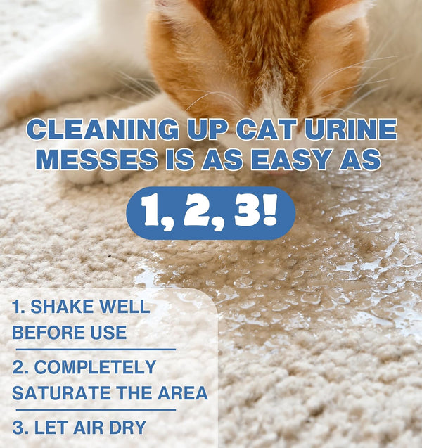 Instantly Urine Odor Remover & Eliminator for Cat Urine - Neutralizer of Cat Pee, Oxidized Based Urine Cleaner Solution for Carpets, Rugs,
