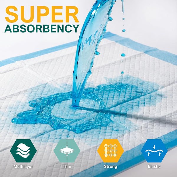 MED PRIDE Disposable Underpads 23'' X 36'' Incontinence Pads, Chux, Bed Covers, Puppy Training | Thick, Super Absorbent Protection for Kids,