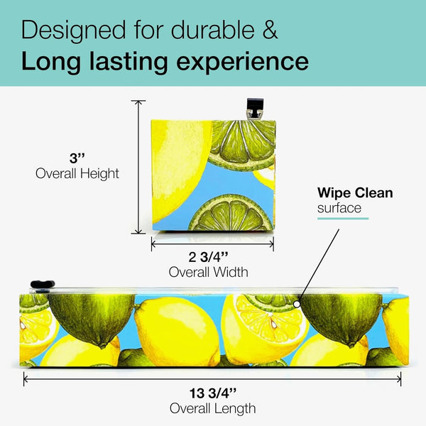 Chicwrap Lemon Refillable Plastic Wrap Dispenser - Includes 12" X 250' Roll Professional Grade Disposable Plastic Wrap - Reusable Dispenser