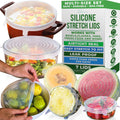 Reusable Silicone Stretch Lids for Food Storage in Fridge - Elastic Heat-Resistant Bowl Covers, Cups, Cans, Jars - Universal Food Grade Lid for