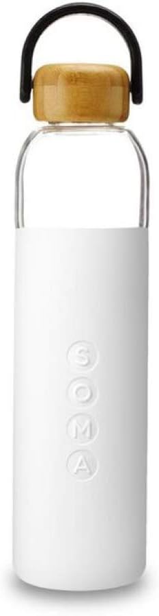SOMA Glass Water Bottle with Silicone Sleeve, Bpa-Free, White, 25Oz