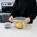Modfamily Silicone Stretch Lids (7 Pack, Includes Exclusive XL Size), Reusable, Durable & Expandable to Fit Many Container Sizes & Shapes.