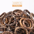Bessrung 100PCS Seamless Elastic Hair Ties for Women Girls, No Damage Ponytail Holders for Thin Thick Hair, Leopard Animal Print Hair Bands for