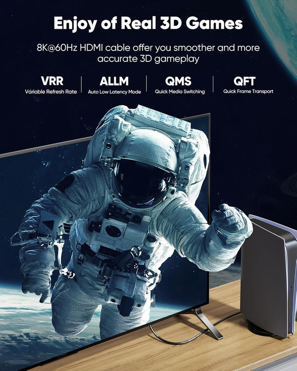 Highwings HDMI Cable 15 FT Long, 4K 8K 10K HDMI 2.1 Cord Ultra High Speed [In-Wall CL3 Rated, 8K@60Hz 4K@120Hz Video 48Gbps], Fit, Durable,