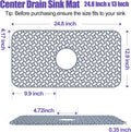 JUSTOGO Silicone Sink Protector, Non-Slip Heat Resistant Kitchen Sink Mat Grid Accessory, Center Drain (24.8"X 13"), Grey