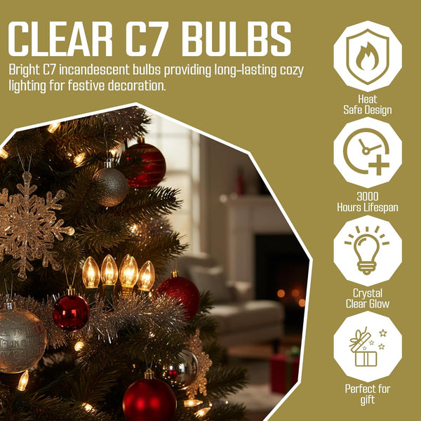 Iconikal 24-Count C7 Night Light Candelabra Bulbs 5-Watt, Clear for Lamps Nightlights Lanterns String Lights