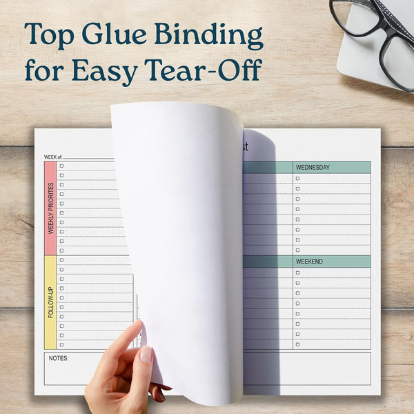Large Weekly Planning Pad and Matching Notepad, 52 Letter Size Tear-Off Sheets, 8.5' X 11' Undated Weekly Desk Planner Pad, Daily Schedule, to Do