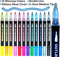 Glitter Markers Outline Glitter Pens: 12 Shimmer Metallic Tween Teen Girl Gifts Trendy Stuff 4-16 Year Old,Arts Crafts Kids Ages 8-12,Art Supplies