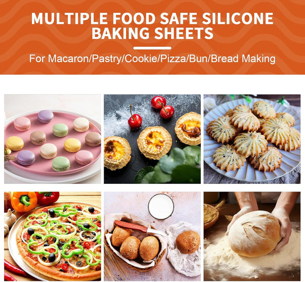 Kitchenraku Silicone Baking Mat, 16.5"X11.6" Non Stick Reusable Silicone Cooking Mat, BPA Free Baking Sheet for Cookies, Macarons Bread & Pastry,
