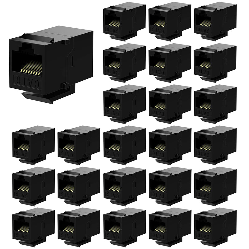 Rj45 Coupler Keystone Jack Ethernet Coupler Female to Female Cat6 Coupler 25 Pack Black