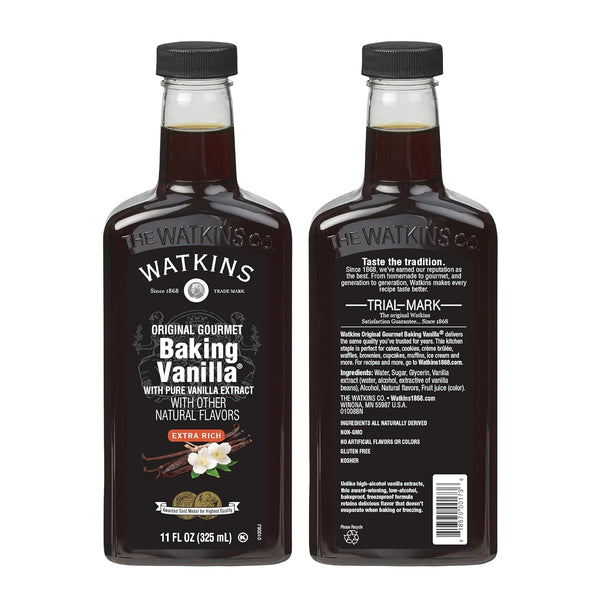 Watkins All Natural Original Gourmet Baking Vanilla, with Pure Vanilla Extract, 11 Fl Oz (Pack of 1) - Packaging May Vary