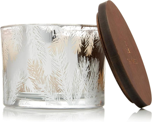 Thymes Frasier Fir Candles - Statement Collection - Silver with Pine Needle Design - Scented Candles for Home Decor - Notes of Siberian Fir