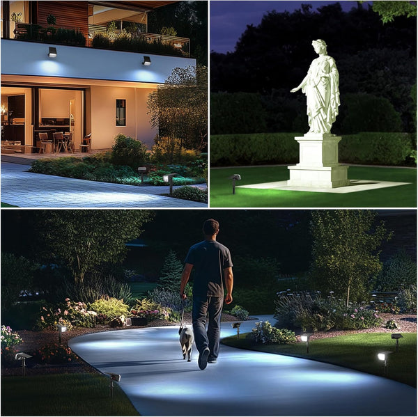 Linkind Solar Lights Outdoor Waterproof IP67, 3000K/6500K Solar Motion Sensor Lights with 6 Modes, 60 Leds Solar Powered Spot Lights outside