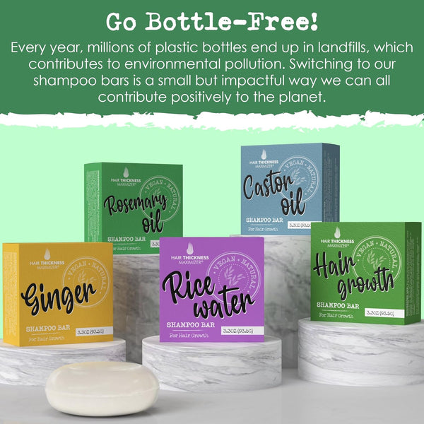 Rosemary Oil for Hair Growth Shampoo Bar. Eco-Friendly,No Harsh Chemicals, Color Safe, pH Balanced. Solid Shampoo Bar Equal to 3 Liquid Bottles.
