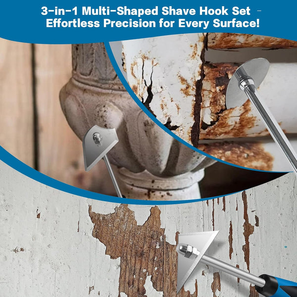 Dekeones 8-Inch Paint Shave Hook, Stainless Steel Paint Shaver with Replacement Blades (Triangle + Combination + Heart), Painting Scrapers & Paint