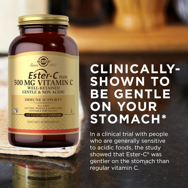 Solgar Ester-C plus Vitamin C (Ascorbate Complex) - Gentle & Non Acidic - Antioxidant & Immune Support - Non GMO, Vegan, Gluten Free, Kosher -
