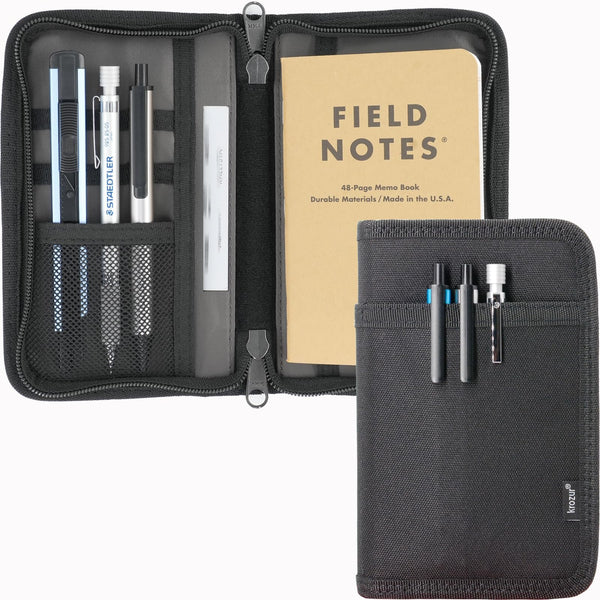 Field Notes Notebooks Cover 3.5 X.5.5 Pocket Notebook Cover with Pen Holder, Zipper Field Journal Planner Sketchbook Cover for 3.5 X 5.5 Moleskine