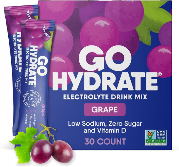 Gohydrate Instant Hydration Powder Packets - Low Sodium Electrolytes Drink Mix - Natural Hydration Support, Sugar Free Electrolyte Flavored Powder