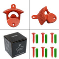 Red Bottle Opener Wall Mounted Rustproof Metal Mountable Beer Soda Top Opener for Home Bar Kitchen (Pack of 3)