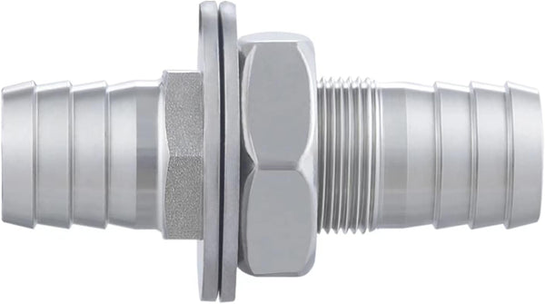 Enoch'S Land 3/4" Hose Barb Thru-Bulk Bulkhead Fitting,304 Stainless Steel Straight Hex Union Fitting for Air Water Fuel