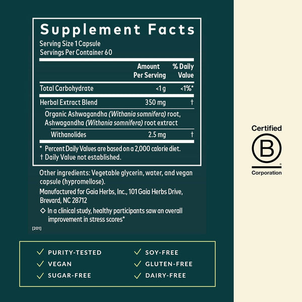 Gaia Herbs Ashwagandha Root - Made with Organic Ashwagandha Root to Help Support a Healthy Response to Stress, the Immune System, and Restful