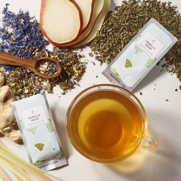 Tea Forte Lotus Single Steeps Loose Leaf Premium Tea Gift Set Sampler, 15 Count 3 of Each Assorted Blends, Pre-Portioned Single Serve Pouches,