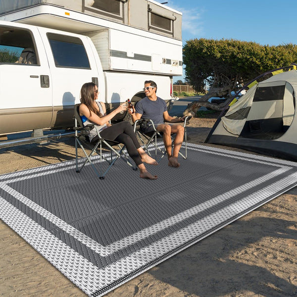 Happytrends Outdoor Rug Reversible Portable Plastic Straw Camping Rugs for outside Rv,Large Waterproof Outdoor Area Rugs for