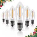 Bluestars 3W C7 LED Light Bulbs, E12 Candelabra Base 120V 15W Equivalent, 2700K Warm White, Non-Dimmable, Clear Glass for Indoor Outdoor Holiday