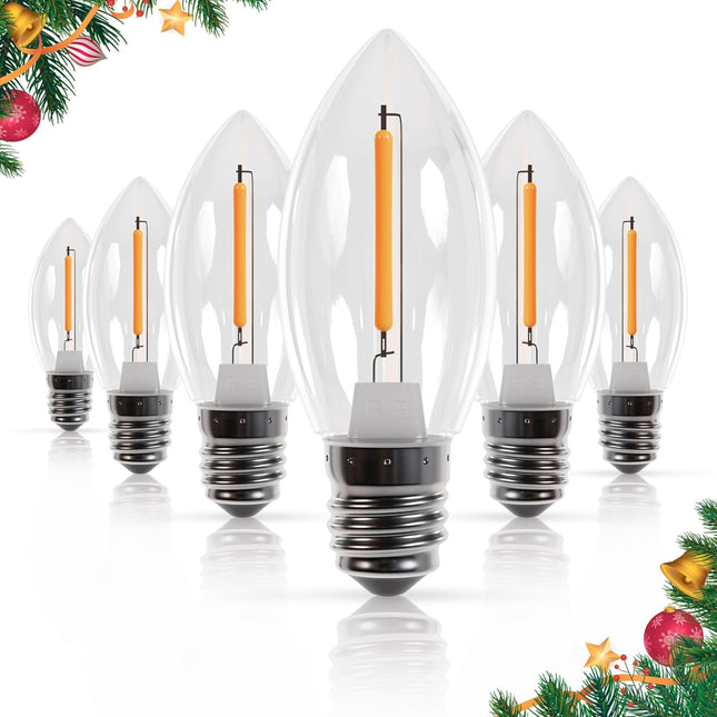 Bluestars 3W C7 LED Light Bulbs, E12 Candelabra Base 120V 15W Equivalent, 2700K Warm White, Non-Dimmable, Clear Glass fo