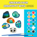 JOYEZA Rock Painting Kit Deluxe, Arts and Crafts for Girls Boys Age 6+, 12 Rocks Tween Gift Art Set, Waterproof Paints, Craft Kits Art Supplies,