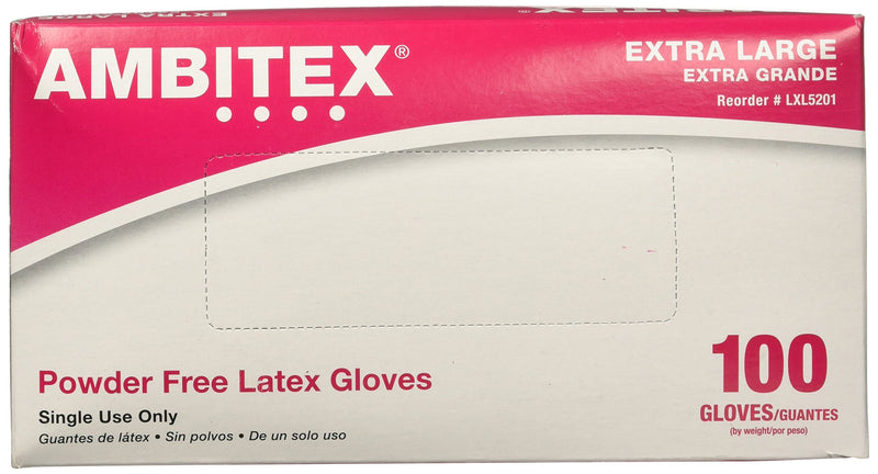 Ambitex Multipurpose Latex Powder Free Gloves, Extra Large, 100 per Box