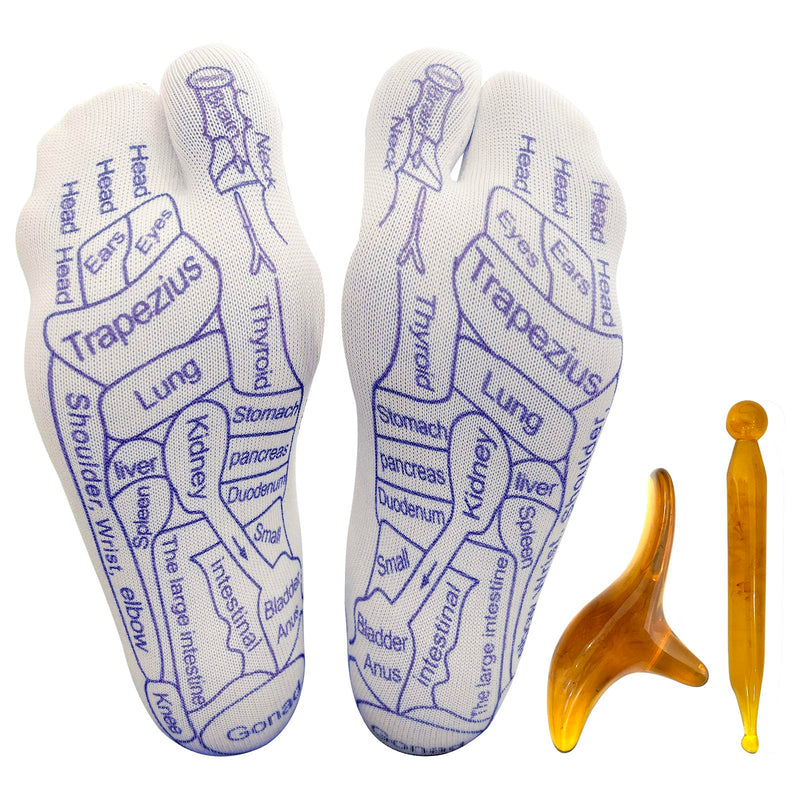 Acupressure Reflexology Socks Physiotherapy Massage Relieve Tired Feet Reflexology Socks with Massage Tools for Women and Men (Women)