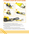 Strapinno Retractable Ratchet Tie-Down Strap - 2 in X 27 Ft Heavy-Duty Strap with Double J Hooks, Tangle-Free Webbing, 10,000 Lbs Breaking