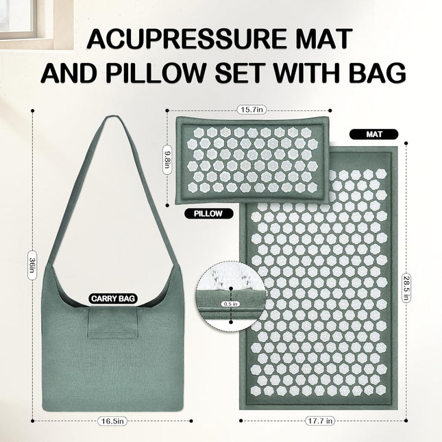 Ladyrosian Acupressure Set for Back and Neck Pain Relief, Muscle Relaxation Stress Relief Acupressure Mat and Pillow Set