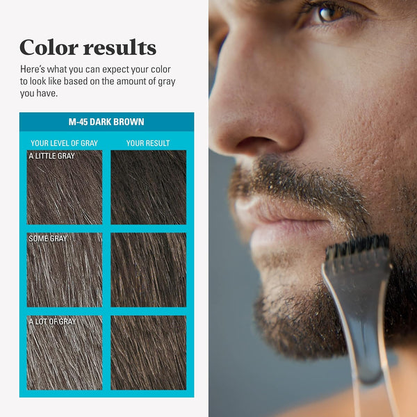 Just for Men Mustache & Beard, Beard Dye for Men with Brush Included, with Keratin Biotin Aloe and Coconut Oil for Healthy Facial Hair - Dark