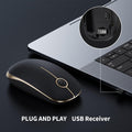 Vssoplor Wireless Mouse, 2.4G Slim Portable Computer Mice with Nano Receiver for Notebook, PC, Laptop, Computer (Black and Gold)
