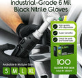 Inspire Black Nitrile Gloves HEAVY DUTY 6 Mil Nitrile Chemical Resistant Medical Cooking Cleaning Disposable Black Gloves Medium Black 6mil Box of 100