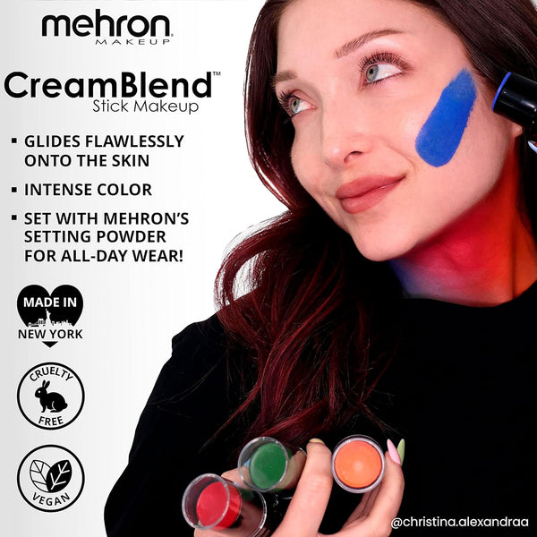 Mehron Makeup Creamblend Stick | Face Paint, Body Paint, & Foundation Cream Makeup | Perfect for Halloween .75 Oz (21 G) (White)
