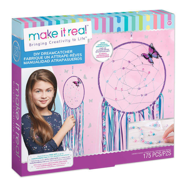 Make It Real: DIY Dreamcatcher - Purple Pink Blue Butterfly, 175 Piece All-In-One DIY Kit, Tweens & Girls, Bedroom DÃ©co