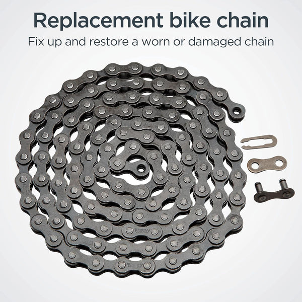 Schwinn Chain, Steel Replacement Chain, 112 Links, Fits Derailleur & Non-Derailleur Bikes, Single & Multi-Speed Bikes