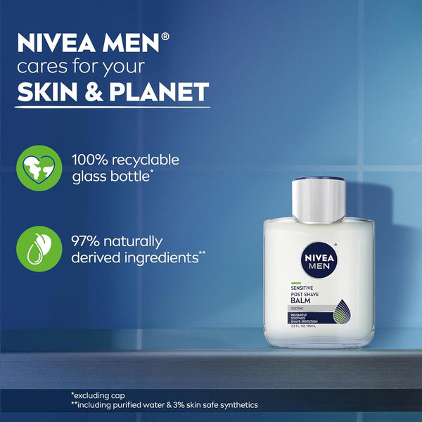 NIVEA MEN Sensitive Soothing Post Shave Balm with Vitamin E, Pro-Vitamin B5 and Chamomile Extract, Skin Care Gifts for Dad, Alcohol Free after
