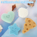 4 Pcs Bath Sponges, Natural Soft Cute Shapes Safe Foam Loofah Plant-Based Lots of Lather Stars Cheese Shape Heart Large Size Shower Body Sponges