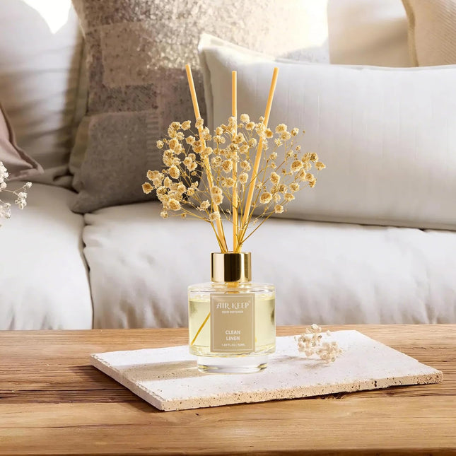 Airkeep Reed Diffuser Set of 3,Clean Linen Ocean Mist&Sea Salt Lavender Eucalyptus Oil Reed Diffusers for Bedroom Living