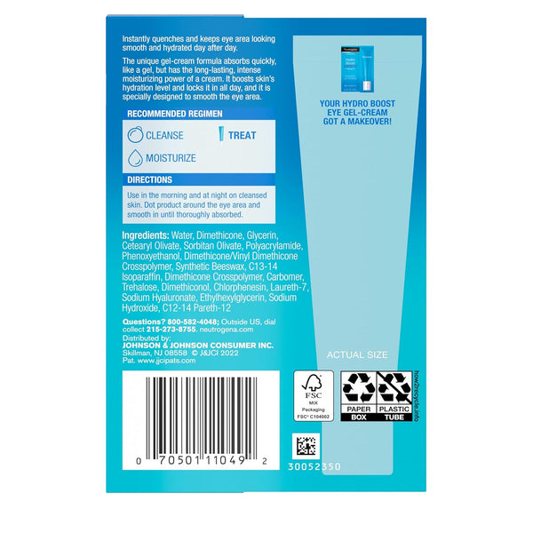 Neutrogena Hydro Boost under Eye Cream, with Purified Hyaluronic Acid, Keeps under Eye Area Looking Smooth & Hydrated, Fragrance Free and