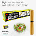 Chicwrap Lemon Refillable Plastic Wrap Dispenser - Includes 12" X 250' Roll Professional Grade Disposable Plastic Wrap - Reusable Dispenser