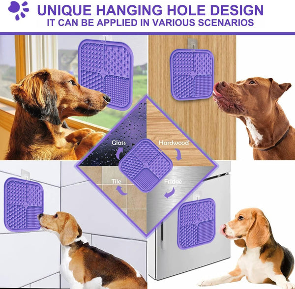 Lesipee Licking Mat for Dogs & Cats 2 Pack, Slow Feeder Lick Pat, Anxiety Relief Dog Toys Feeding Mat for Butter Yogurt Peanut, Pets Supplies