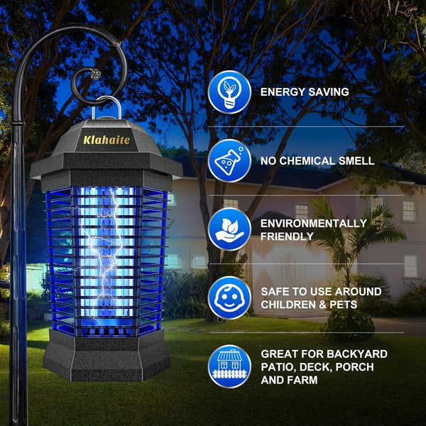 Klahaite Bug Zapper Outdoor, Electric Mosquito Zapper, Fly Zapper Indoor Fly Traps, Mosquito Repellent Outdoor Patio and Backyard Covers 1/2 Acre,