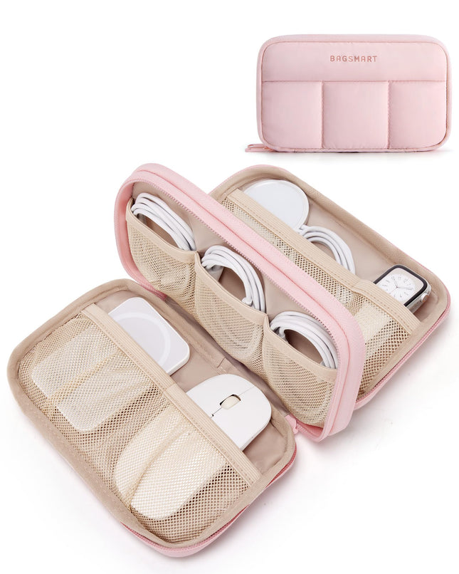 BAGSMART Electronics Organizer Travel Case, Cord Storage for Chargers Cables Phones, Compact Tech Accessories Pouch, Pin